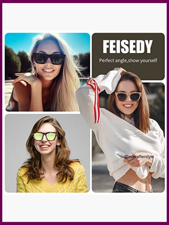 Vintage Square Cat Eye Sunglasses Polarized Lenses Lightweight Acetate Frame main image 4